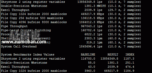 VPS性能UnixBench测试