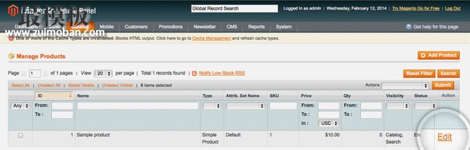 magento Products Edit