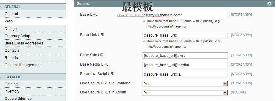 启用在Magento获取Url https